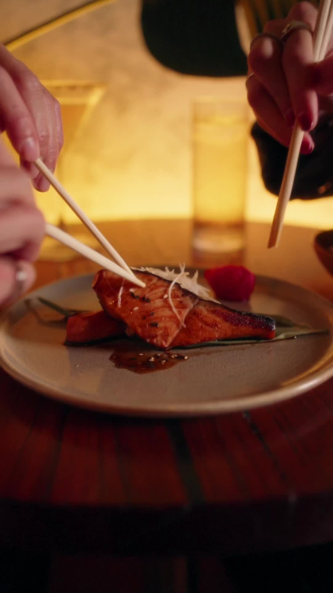 Miso-glazed fish dish with sesame and pickled ginger